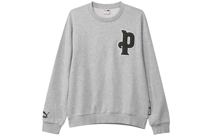 PUMA PUMA Comfortable Sweatshirts Men's Gray Crew Neck Moderate Regular