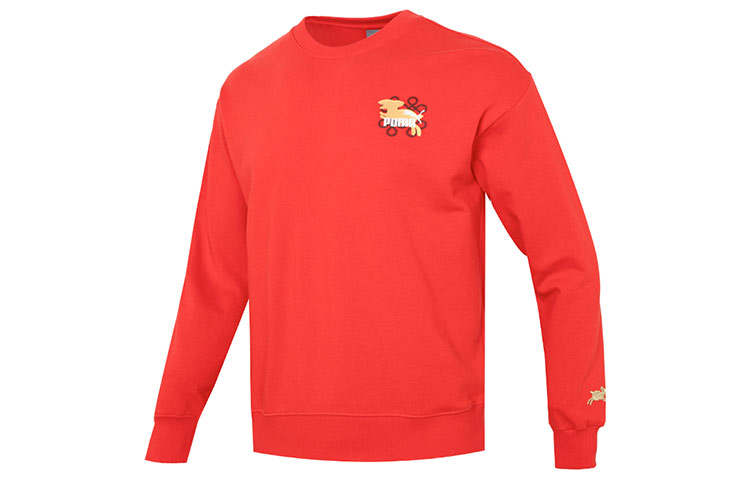 PUMA Sweatshirts Unisex Red Crew Neck Moderate