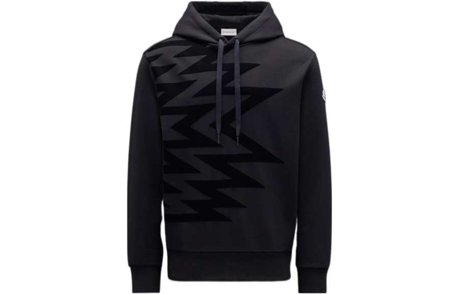 Moncler Sweatshirts Men's Black Hooded Non Detachable Moderate