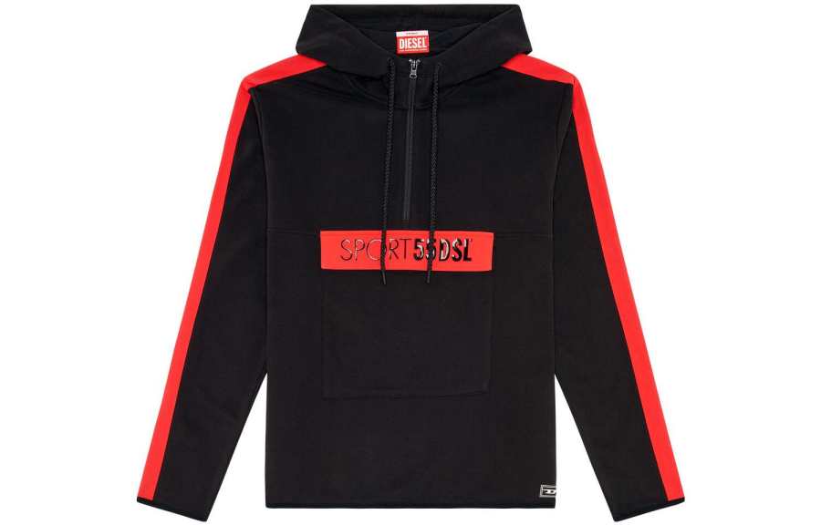 DIESEL DIESEL Sweatshirts Men's Black Hooded Moderate Regular