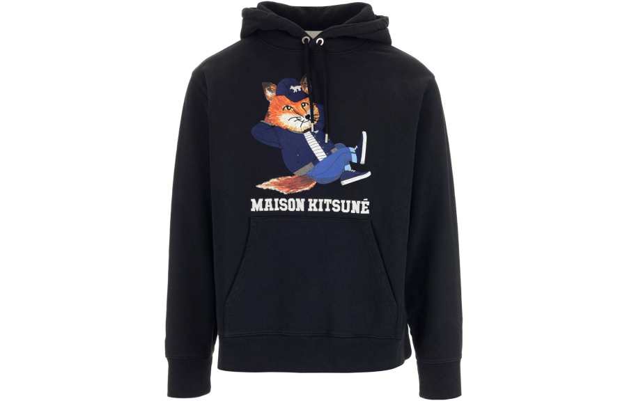 Maison Kitsune Sweatshirts Men's Black Hooded Moderate Regular