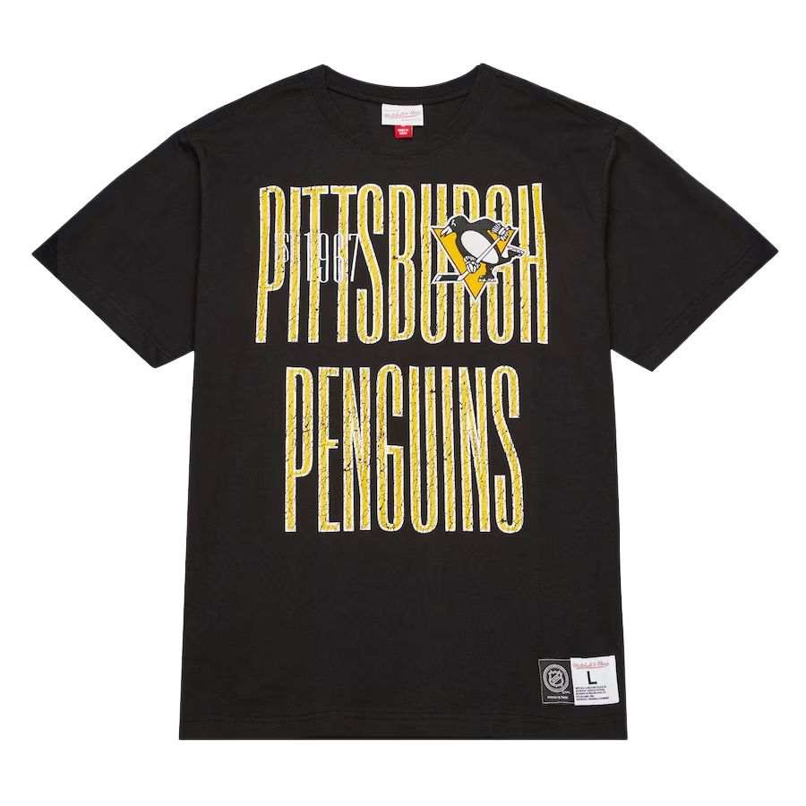 Mitchell Ness x NHL Pittsburgh Penguins Team OG Premium T Shirt Men's Black
