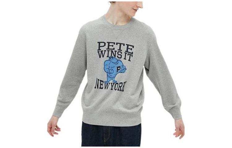 UNIQLO Sweatshirts Unisex Gray Crew Neck Moderate Regular