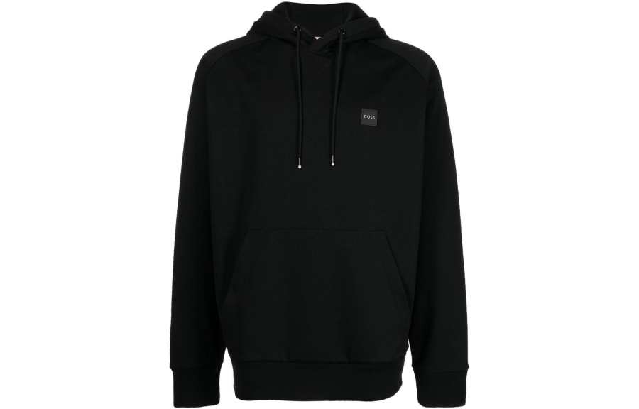 Hugo Boss chest logo-patch detail hoodie