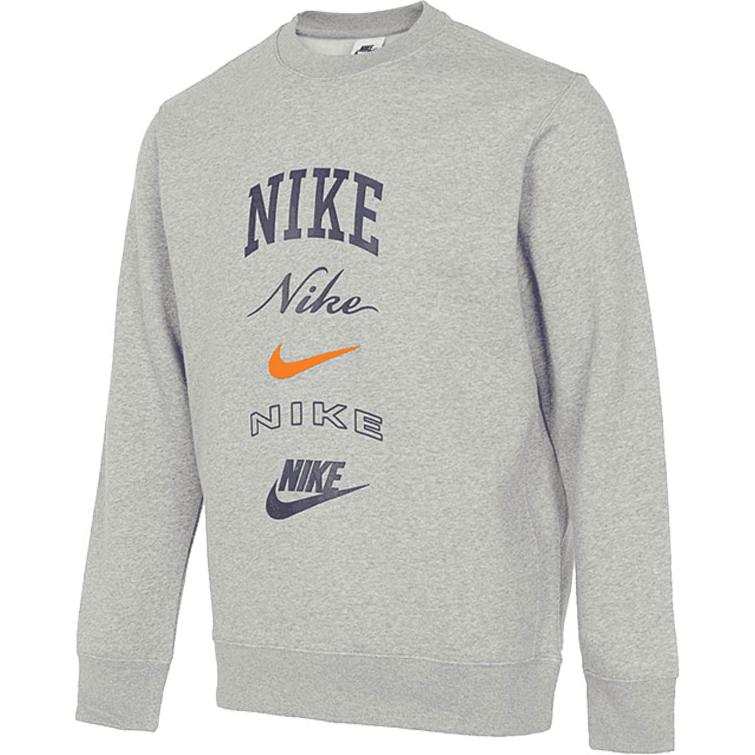 Nike Nike Club Fleece Letter Crew Neck Thickened And Fleece Lined Casual Long Sleeved American Vintage Sweatshirt Men's Gray