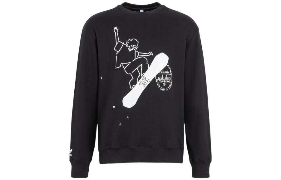 Adidas Originals Sweatshirts Men's Black Crew Neck Moderate Regular