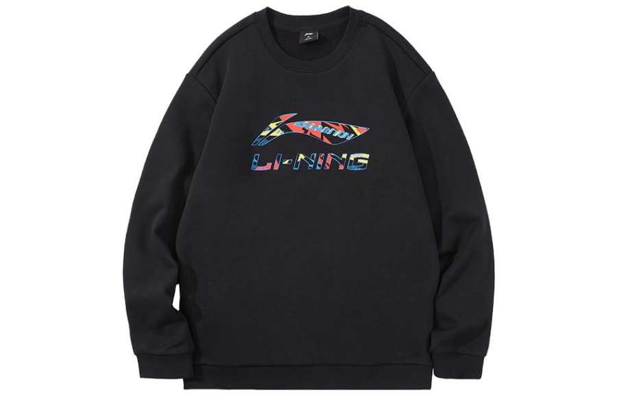Li-Ning Li Ning Sports Life Collection Solid Color Logo Label Pullover Fleece Lined Thermal Sweatshirt Men's