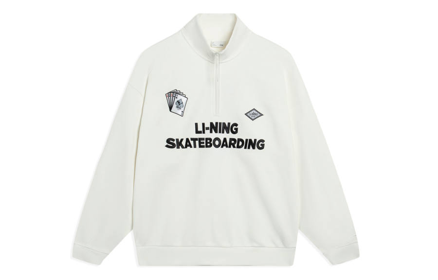 Li-Ning Li Ning Sweatshirts Unisex Ivory Stand Collar Moderate Regular