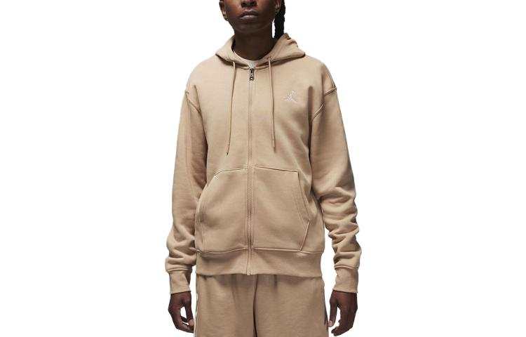 Jordan Jordan ESSENTIALS Sweatshirts Men's Khaki Hooded Moderate Cardigan