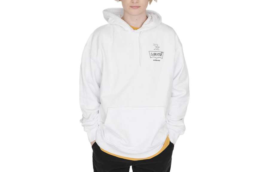 Levis Levis Sweatshirts Men's White Hooded Moderate Regular