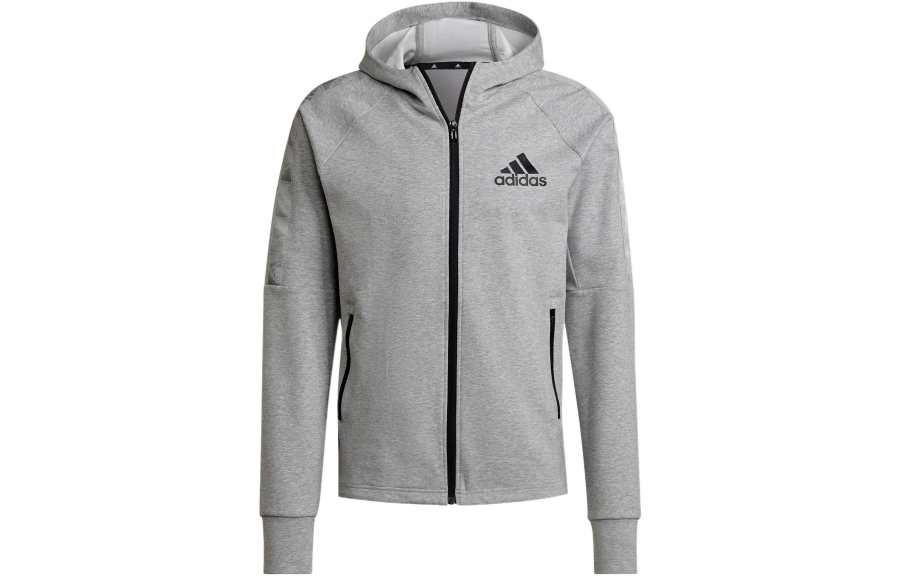 Adidas Adidas Sweatshirts Men's Gray Hooded Moderate Cardigan