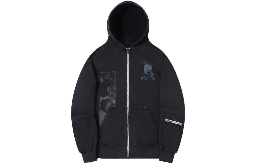 Li-Ning Li Ning X PLEASURES Sweatshirts Unisex Black Hooded Moderate Regular