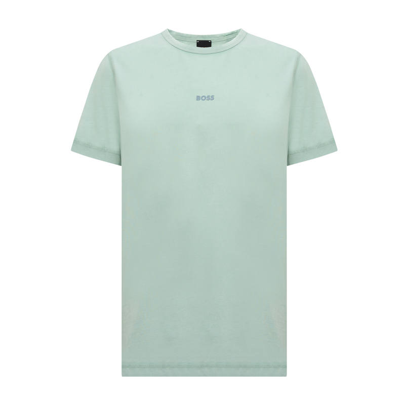 HUGO BOSS T Shirts Men's Light Green Crew Neck Moderate Straight Fit