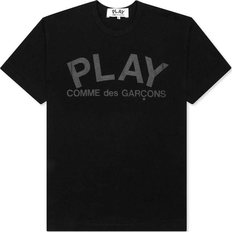 CDG Play T Shirts Men's Black Crew Neck Moderate
