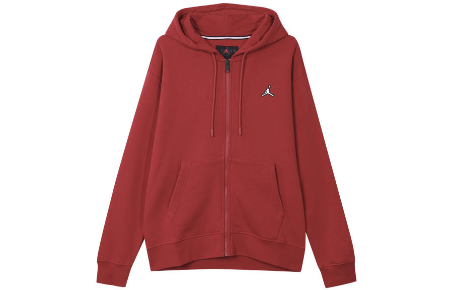 Jordan Jordan Sweatshirts Men's Red Hooded Thickened Cardigan