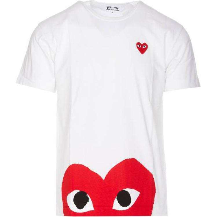 CDG Play Comme Des Garcons Play Women's Red Half Heart T shirt