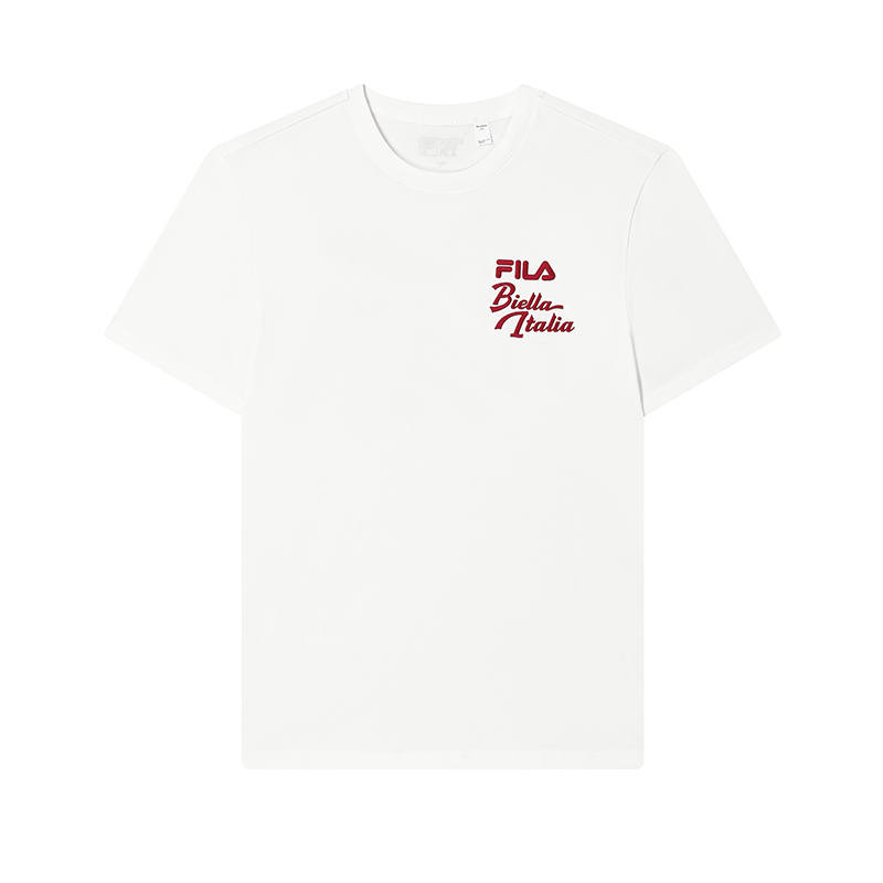 FILA T Shirts Men's Cloud White Crew Neck Moderate Straight Fit