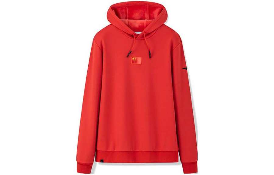 ANTA ANTA Sweatshirts Men's Red Hooded Thickened Regular