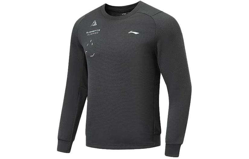 Li-Ning Li Ning Fitness Series Solid Color Fleece Lined Thermal Pullover Sweatshirt Men's Mixed Black