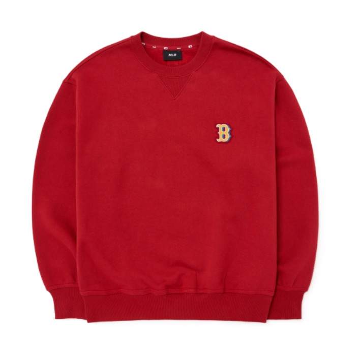 MLB MLB Boston Red Sox FW22 Logo Embroidery Pullover Fleece Lined Sweatshirt Men's Burgundy