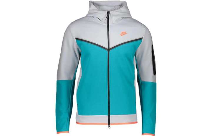 Nike Nike Sportswear Tech Fleece Full Zip Hoodie Grey/Light Blue/Orange/Black