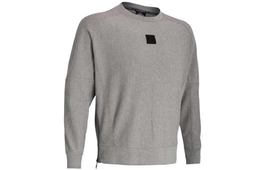 Under Armour Ottoman Sweatshirts Men's Gray Crew Neck Thickened Regular