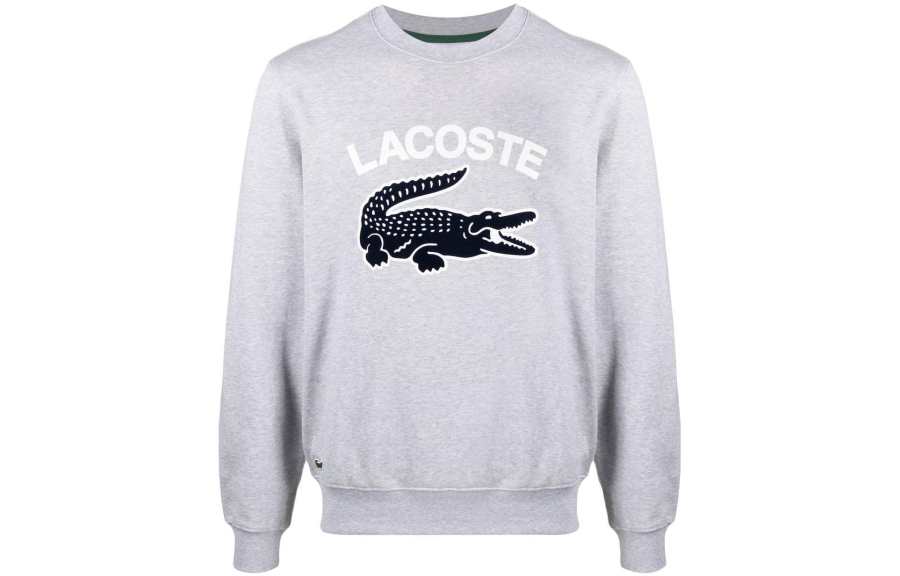 LACOSTE Sweatshirts Men's Gray Crew Neck Moderate