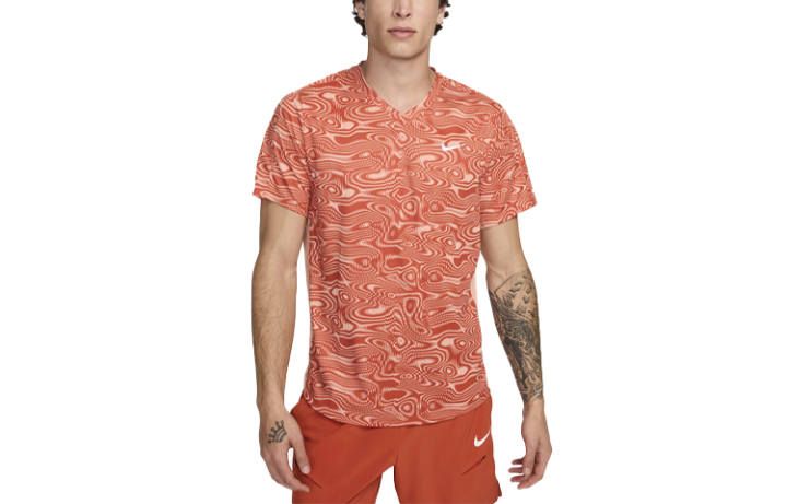 Nike Nike T Shirts Men's Orange V Neck Moderate Straight Fit