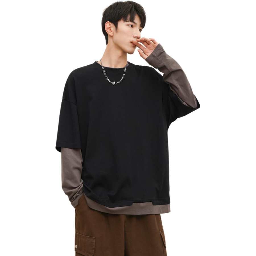 BALENO T Shirts Men's Crew Neck Mock Two Piece