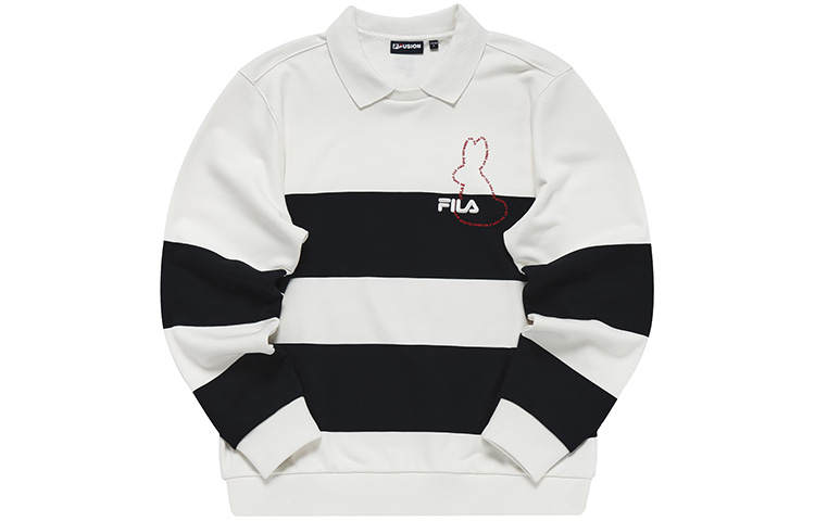 FILA FUSION CNY Fusion Sweatshirts Men's White Lapel Moderate Regular