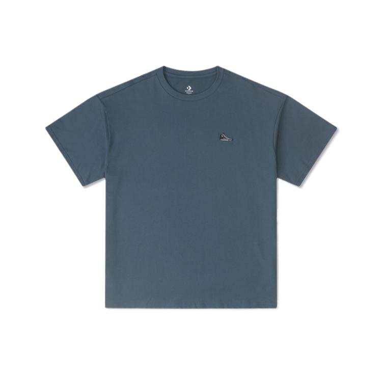 Converse T Shirts Unisex Blue Crew Neck Moderate Straight Fit