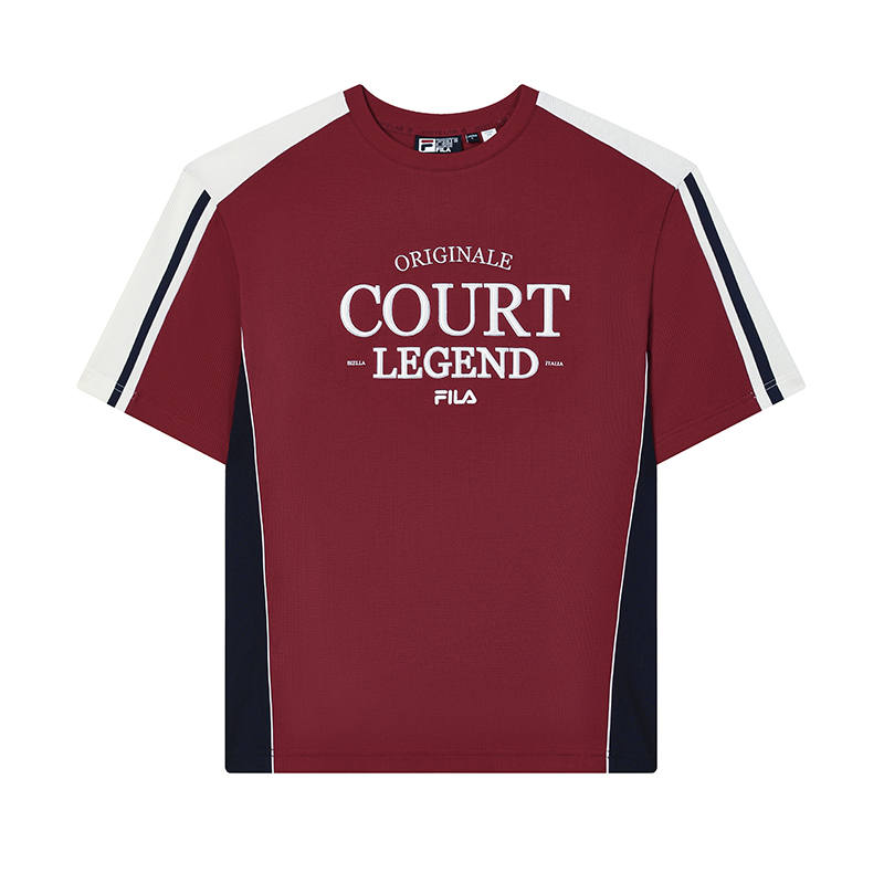 FILA T Shirts Men's Mist Red Crew Neck Moderate Straight Fit