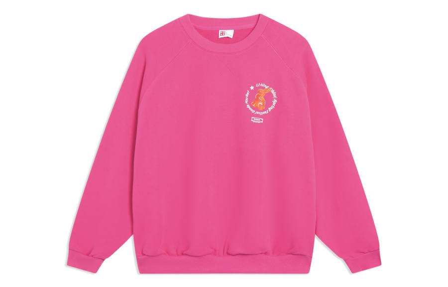 Li-Ning Li Ning Sweatshirts Unisex Vibrant Pink Crew Neck Moderate Cardigan