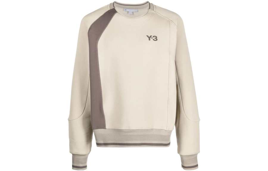 Y-3 Y 3 Sweatshirts Men's Beige Crew Neck Moderate Regular