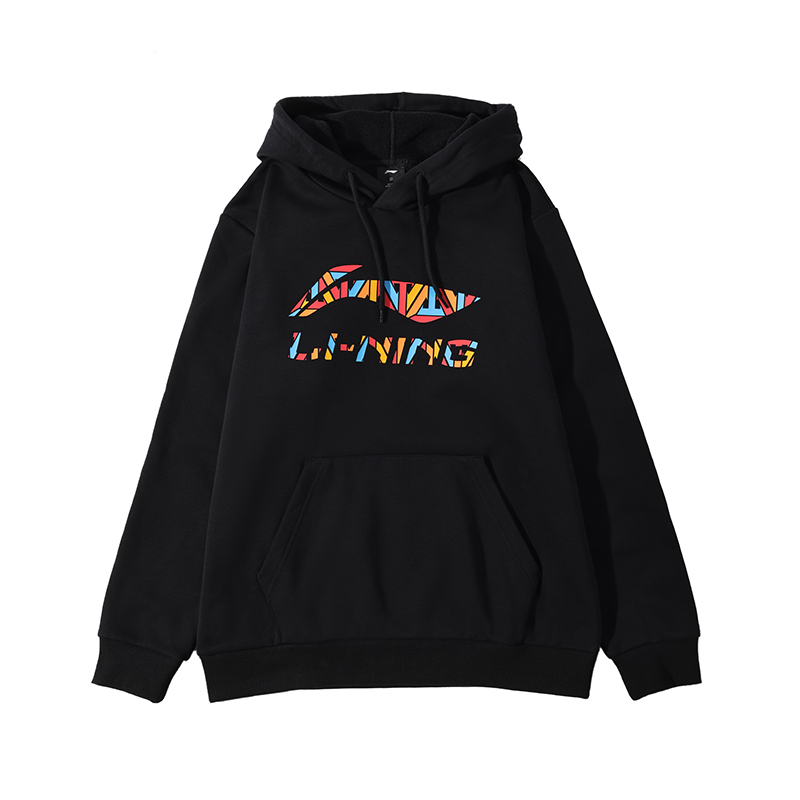 Li-Ning Li Ning Sports Fashion Collection Multicolor Letter Logo Loose Fit Fleece Lined Print Hooded Long Sleeved Sweatshirt