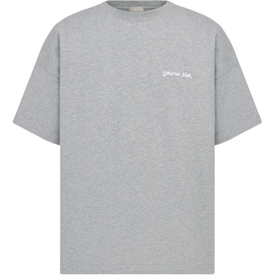 DIOR DIOR T Shirts Men's Gray Crew Neck Moderate