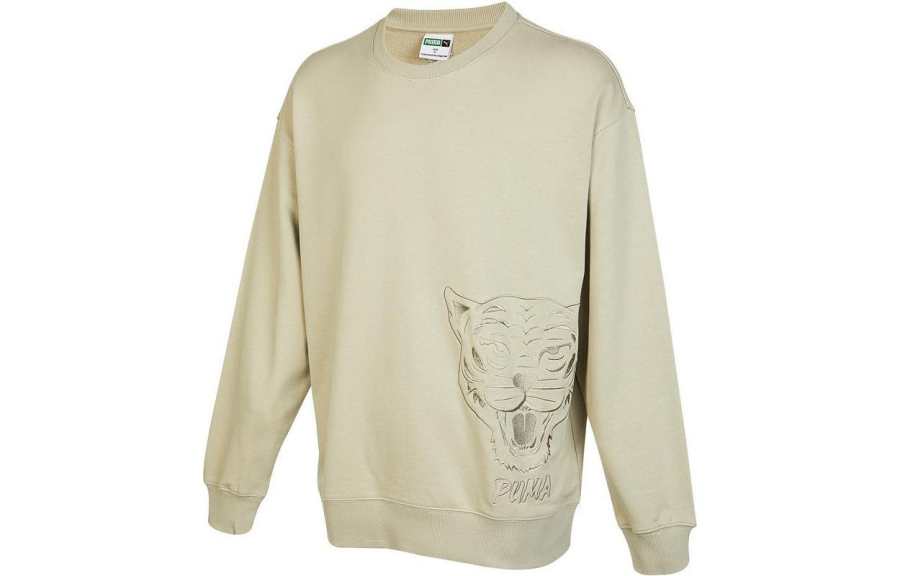 PUMA Sweatshirts Unisex Beige Crew Neck Moderate Regular