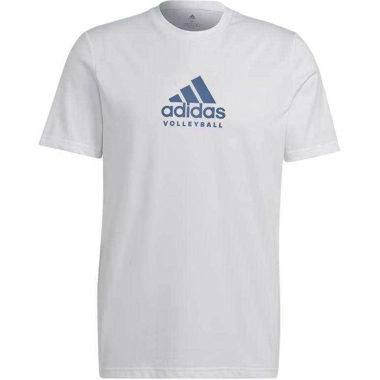 Adidas Adidas T Shirts Men's White Crew Neck Moderate Straight Fit