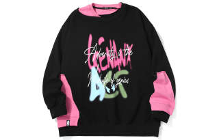GENANX Sweatshirts Unisex Black Crew Neck Moderate Mock Two Piece
