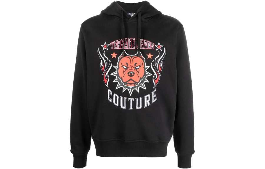 VERSACE JEANS COUTURE Embroidered-logo Cotton Hoodie