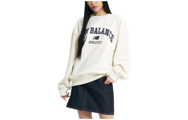 New Balance New Balance Sweatshirts Unisex Cream White Crew Neck Moderate Regular