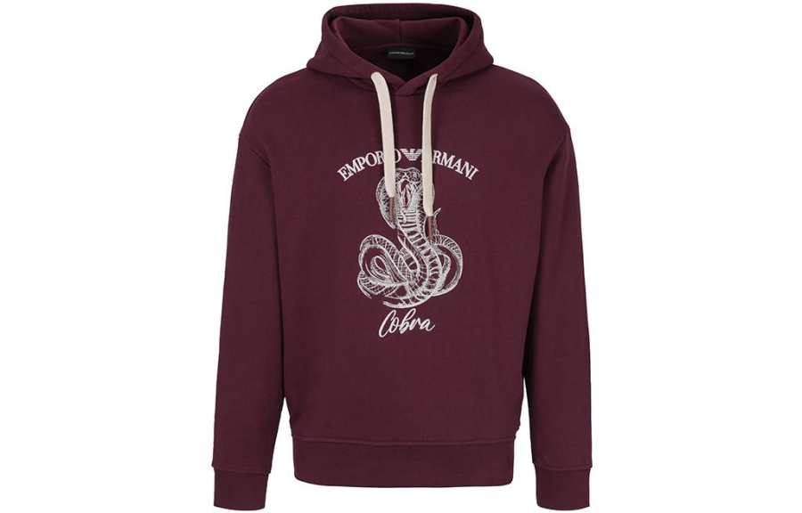 EMPORIO ARMANI Sweatshirts Men's Red Hooded Moderate Regular