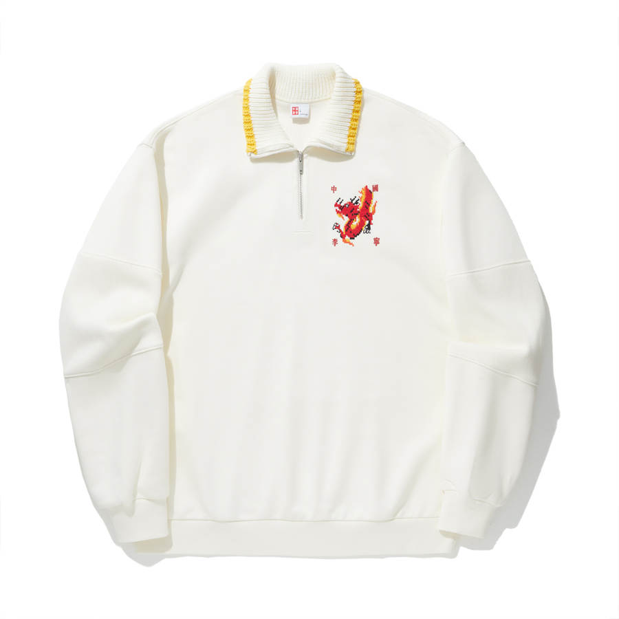 Li-Ning Li Ning Sweatshirts Men's Ecru Lapel Moderate Regular