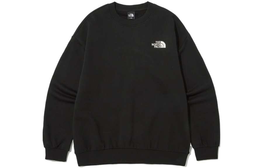THE NORTH FACE Crew Neck Print Comfortable Versatile Fleece Lined Long Sleeved Sweatshirt Men's Black