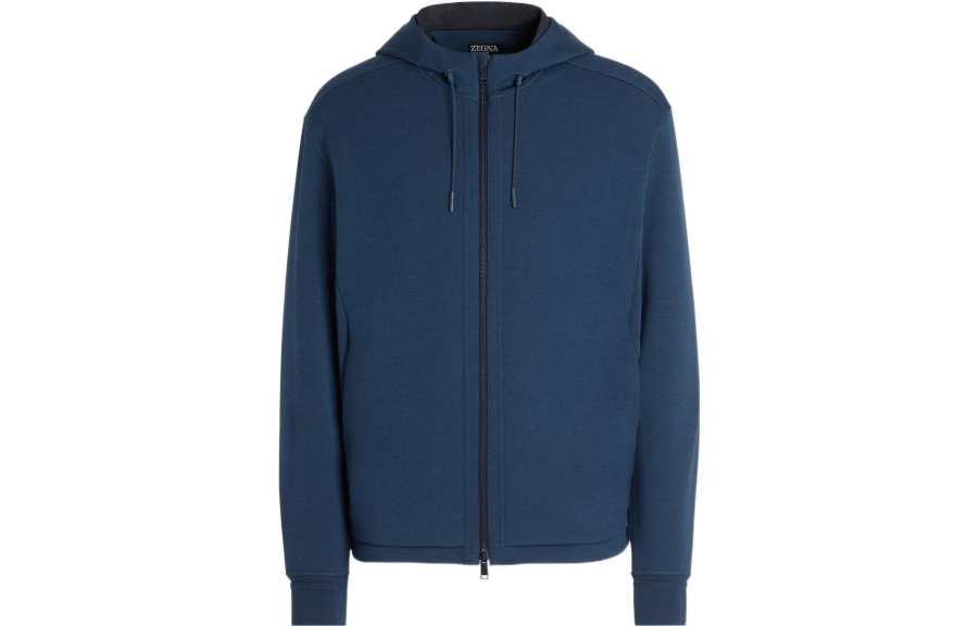 Zzegna Sweatshirts Men's Midnight Blue Hooded Moderate Regular