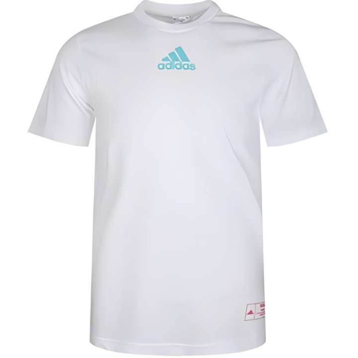 Adidas Adidas T Shirts Men's White Crew Neck Moderate Straight Fit
