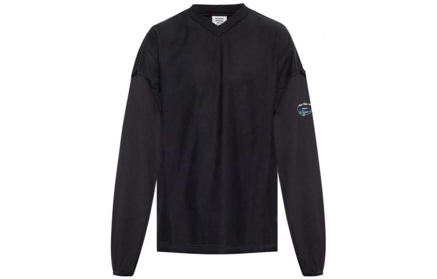 Vetements Sweatshirts Men's Black V Neck Moderate Regular