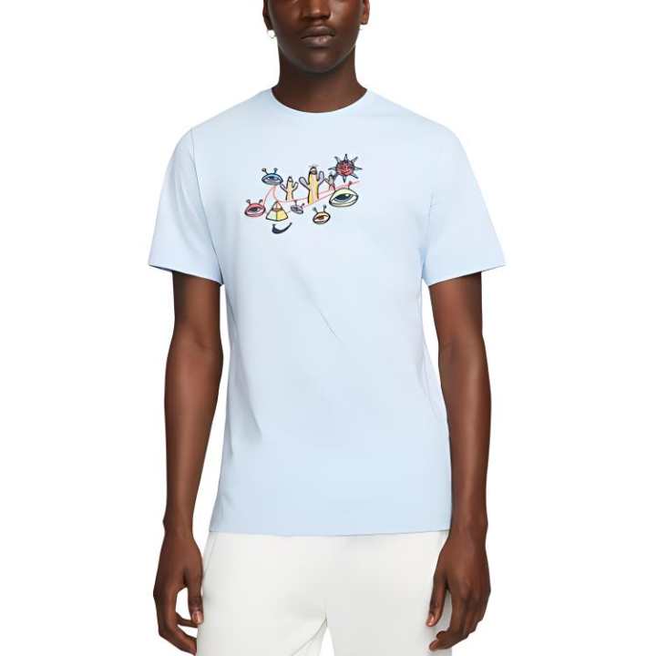 Nike Nike T Shirts Men's Blue Crew Neck Straight Fit