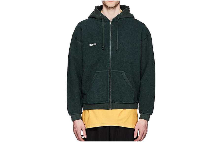 Vetements Sweatshirts Men's Dark Green Hooded Moderate Cardigan