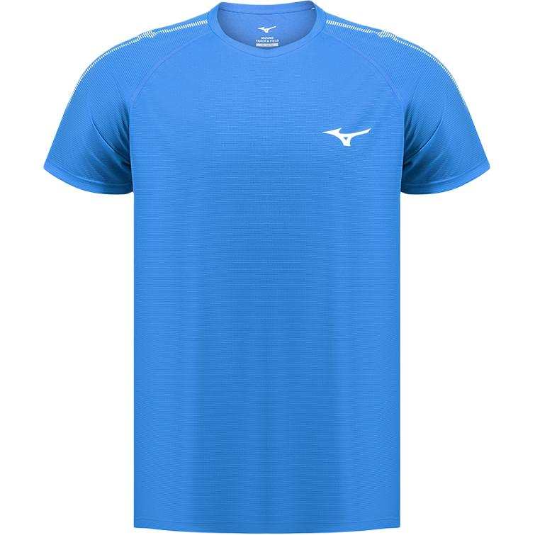 Mizuno T Shirts Men's Blue Crew Neck Moderate Straight Fit